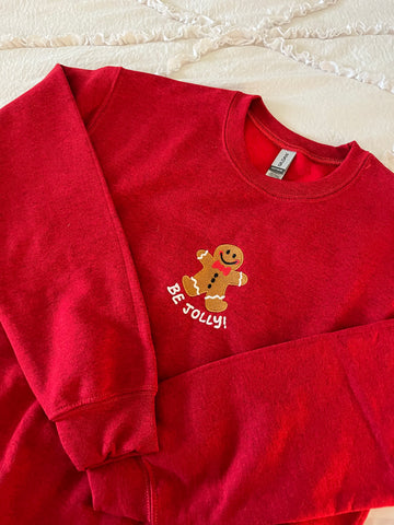 Red Be Jolly Gingerbread Crewneck