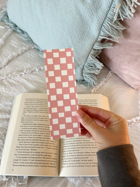 Pink Checkered Bookmark