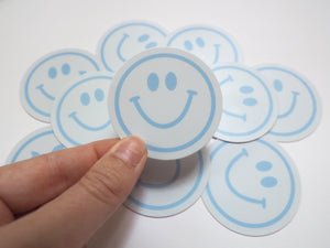 Blue Smiley Face Sticker