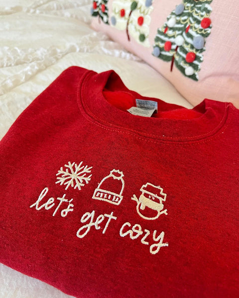 Red Let's Get Cozy Crewneck